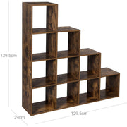 Cube Storage Room Divider by Vasagle - Rustic brown finish, features 10 open cubes for storage.