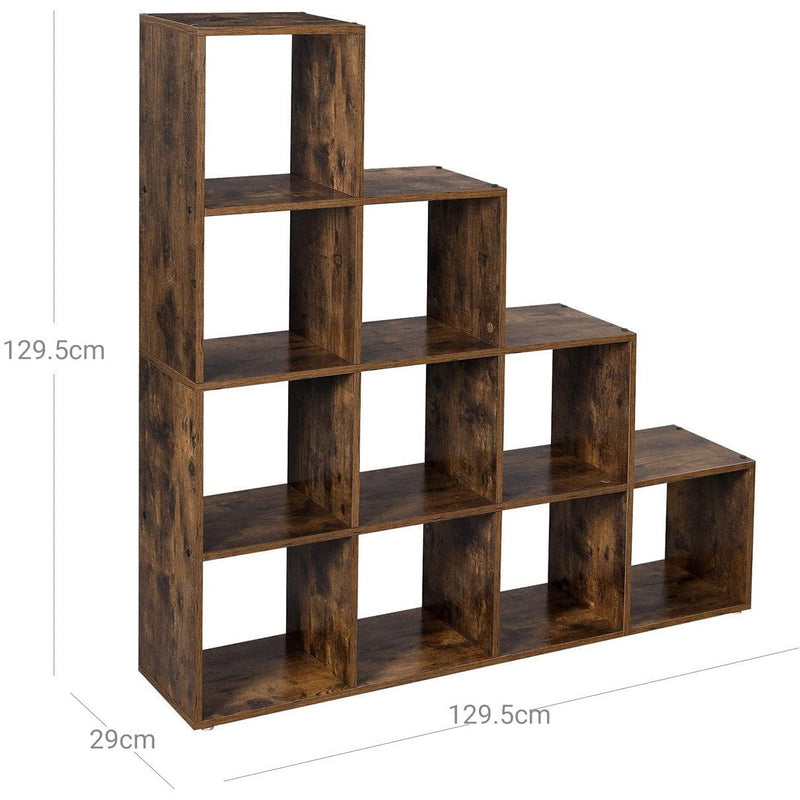 Cube Storage Room Divider by Vasagle - Rustic brown finish, features 10 open cubes for storage.