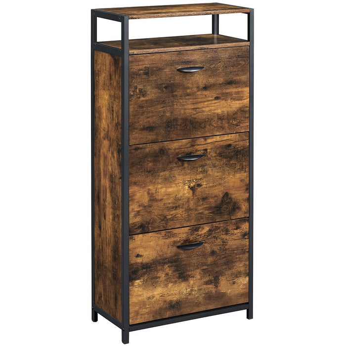 VASAGLE Narrow Shoe Cabinet Brown & Black