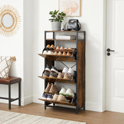 VASAGLE Narrow Shoe Cabinet Brown & Black - Perfect smaller hallways and for keeping your shoes in pairs and in one place