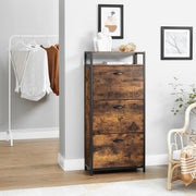 VASAGLE Narrow Shoe Cabinet Brown & Black - Perfect smaller hallways and for keeping your shoes in pairs and in one place