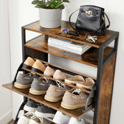 VASAGLE Narrow Shoe Cabinet Brown & Black - Perfect smaller hallways and for keeping your shoes in pairs and in one place