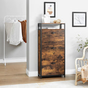 VASAGLE Narrow Shoe Cabinet Brown & Black - Perfect smaller hallways and for keeping your shoes in pairs and in one place