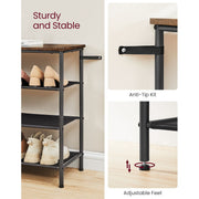 Vasagle Industrial Shoe Shelves, 4 Tier Songmics