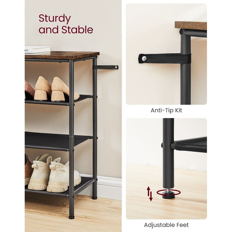 Vasagle Industrial Shoe Shelves, 4 Tier Songmics