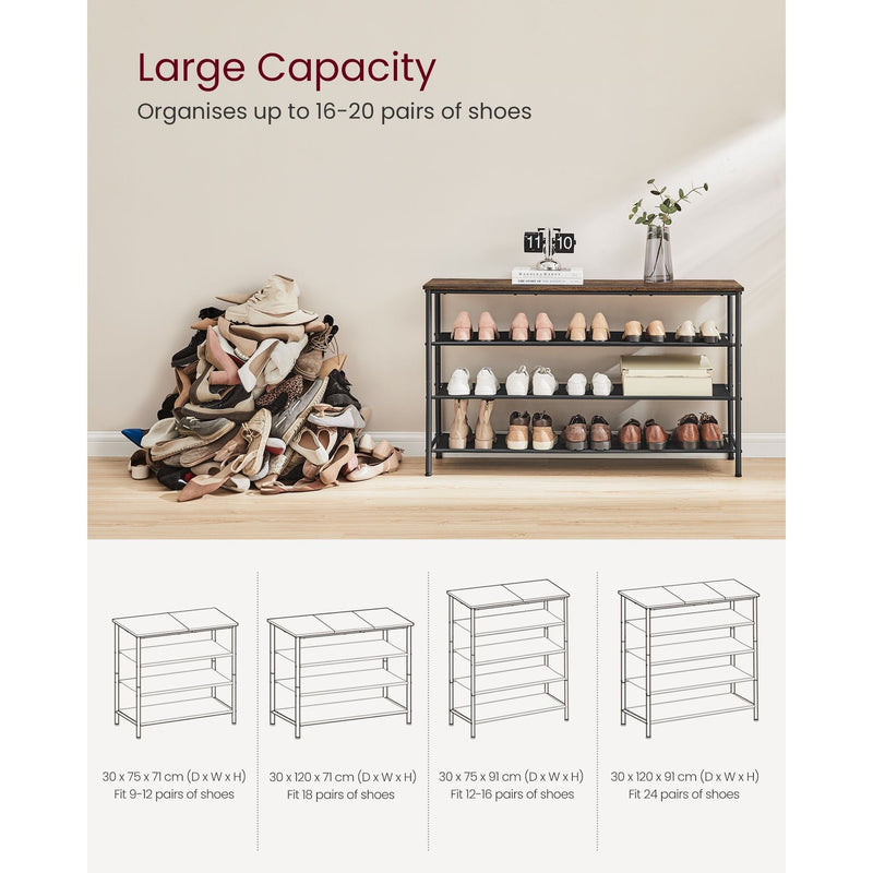 Vasagle Industrial Shoe Shelves, 4 Tier Songmics