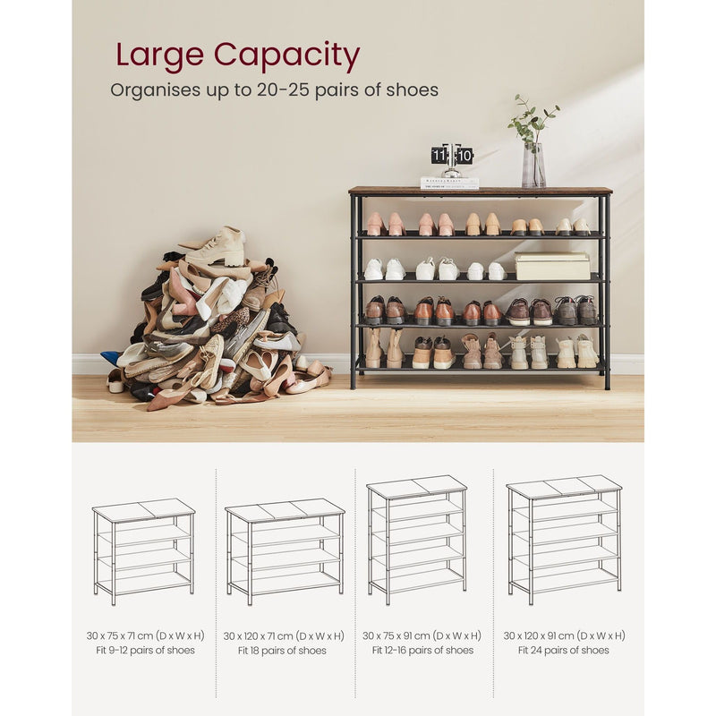 Vasagle Industrial Shoe Shelves, 5 Tiers