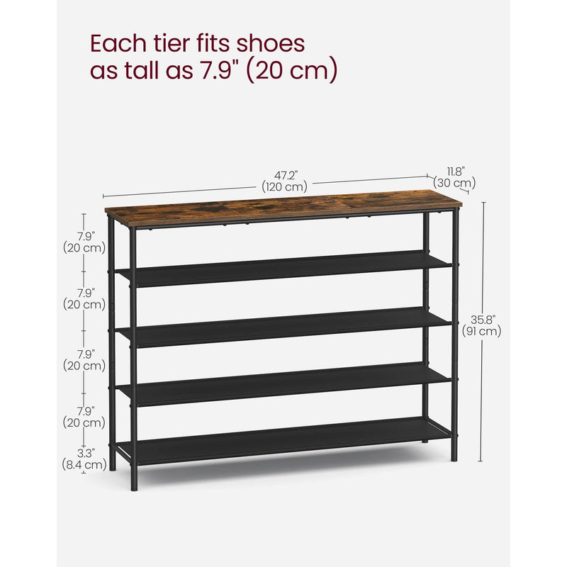 Vasagle Industrial Shoe Shelves, 5 Tiers