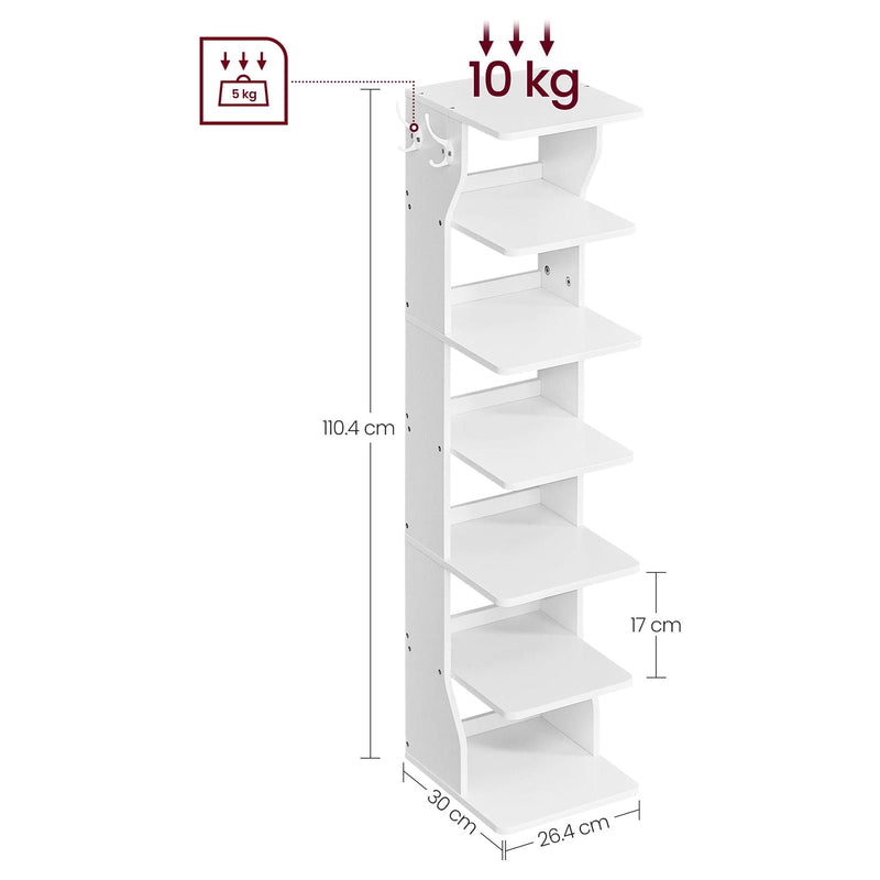 Narrow White Wooden Shoe Rack by Vasagle