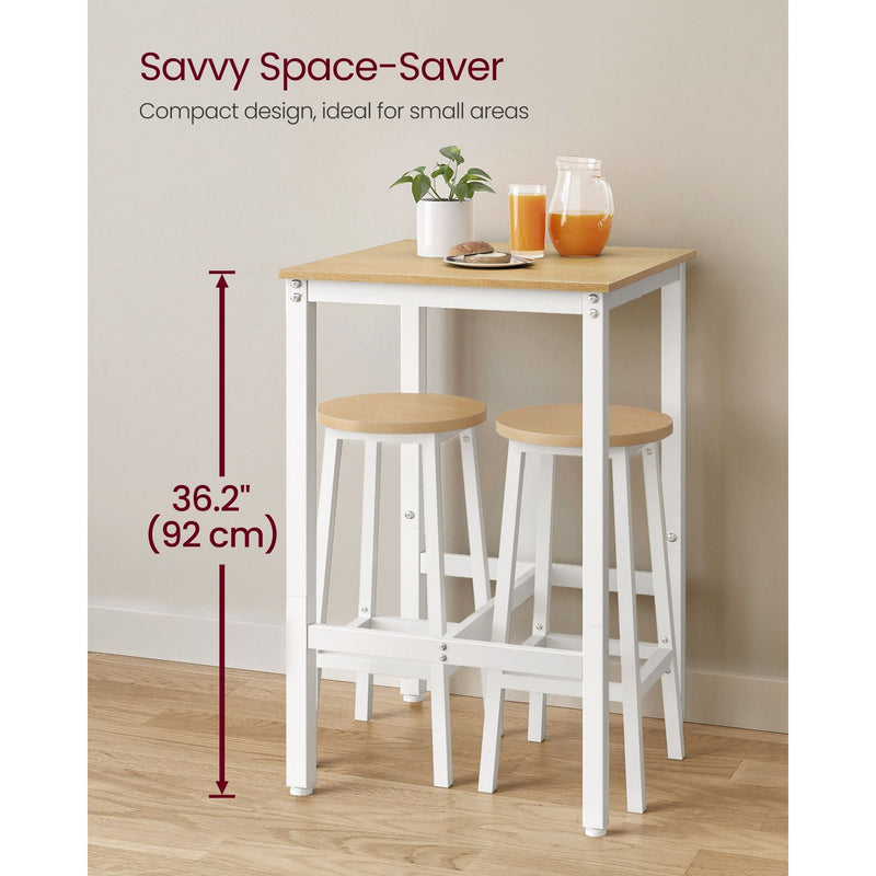 Vasagle Small Breakfast Table Oak White 60x60x92cm