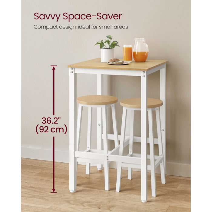 Vasagle Small Breakfast Table Oak White 60x60x92cm