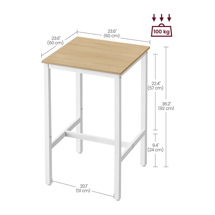 Vasagle Small Breakfast Table Oak White 60x60x92cm