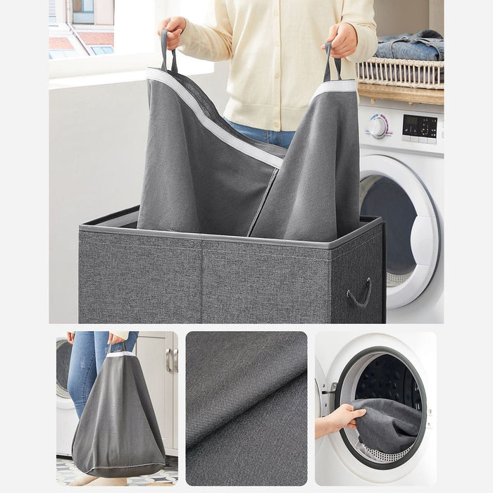 142L Fabric Laundry Basket, Grey