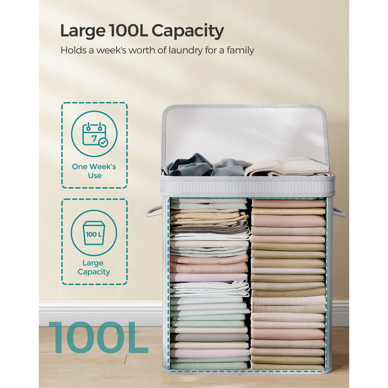 Large Grey Laundry Hamper by Songmics