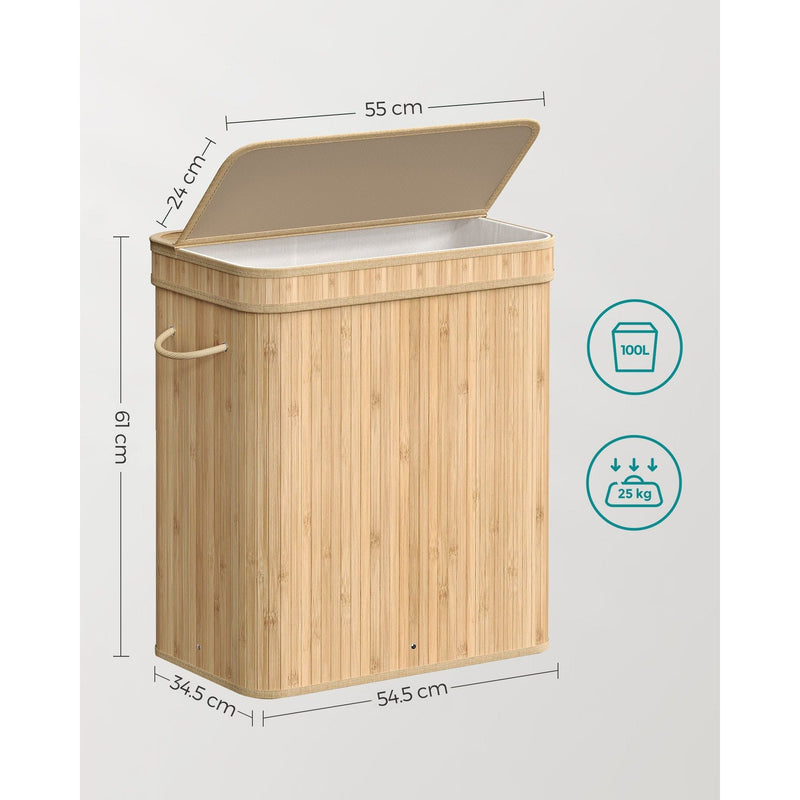 Large Bamboo Laundry Basket by Songmics