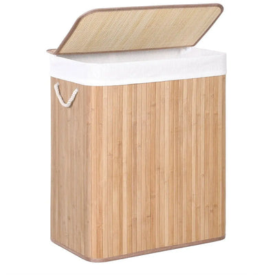 Bamboo Laundry Basket with Lid SONGMICS