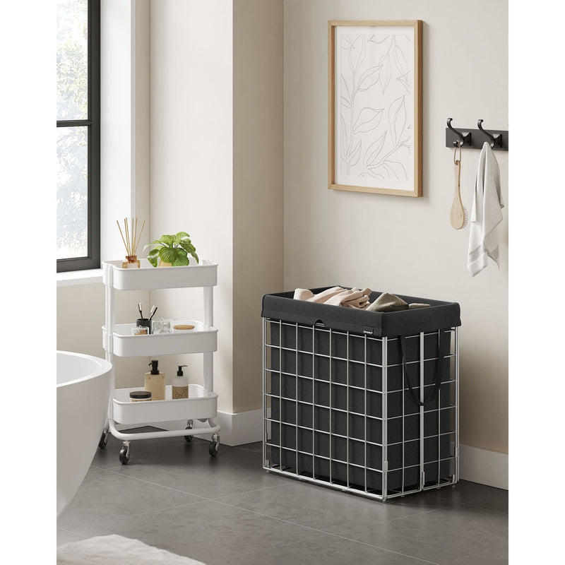 Metal Frame Laundry Basket, Black, 110L Songmics