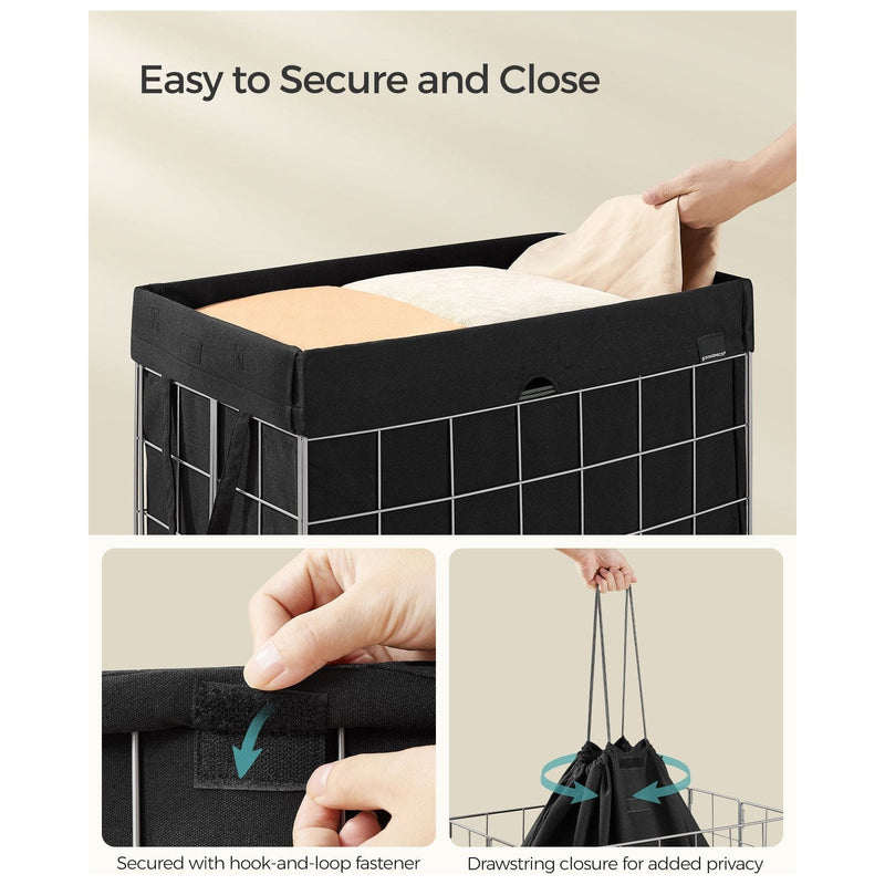 Metal Frame Laundry Basket, Black, 110L Songmics
