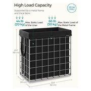 Metal Frame Laundry Basket, Black, 110L Songmics