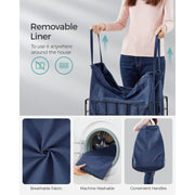 Metal Frame Laundry Basket, Blue & Black, 90L Songmics