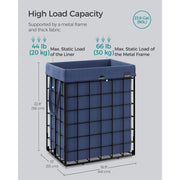 Metal Frame Laundry Basket, Blue & Black, 90L Songmics