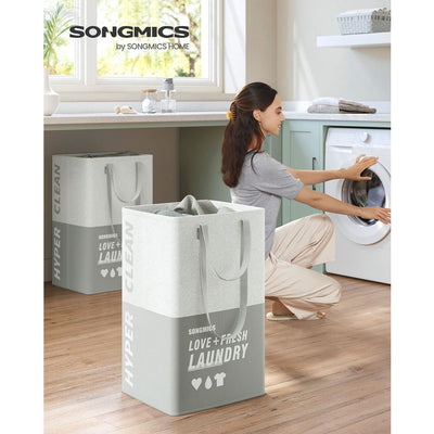 Laundry Sorting Baskets, Light Grey, 2 Pack Songmics
