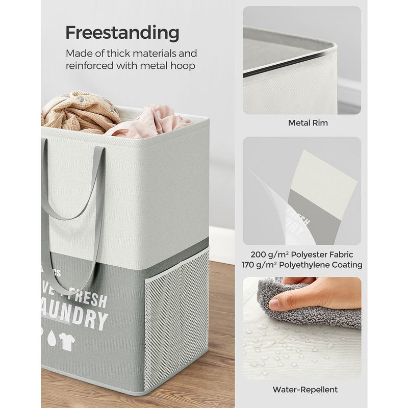 Laundry Sorting Baskets, Light Grey, 2 Pack Songmics