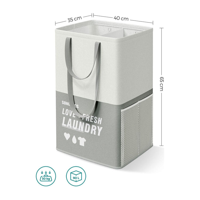 Laundry Sorting Baskets, Light Grey, 2 Pack Songmics