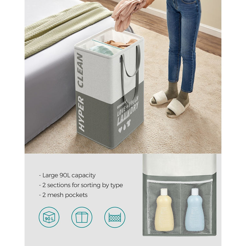 Laundry Sorting Baskets, Dark Grey, 2 Pack Songmics
