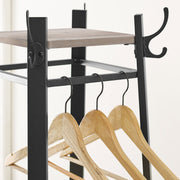 Entryway Coat Stand With Shelves by Vasagle - black steel frame with greige wooden shelves