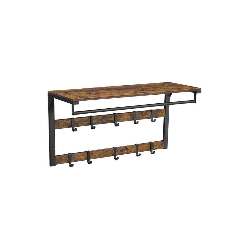 Vasagle Wall Mounted Coat Rack With Shelf Rustic Brown Black