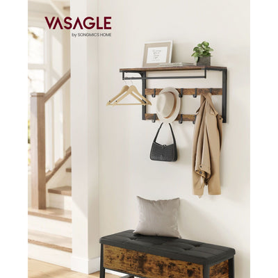 Vasagle Wall Mounted Coat Rack With Shelf Rustic Brown Black