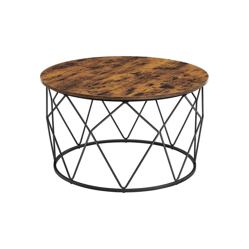 Vasagle Round Industrial Coffee Table With Geometric Storage Base - Perfect For Smaller Living Rooms