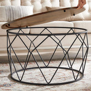 Vasagle Round Industrial Coffee Table With Geometric Storage Base - Perfect For Smaller Living Rooms