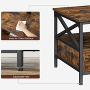 Vasagle Industrial Coffee Table With Drawers - Stylish rectangular shape with black steel legs and frame