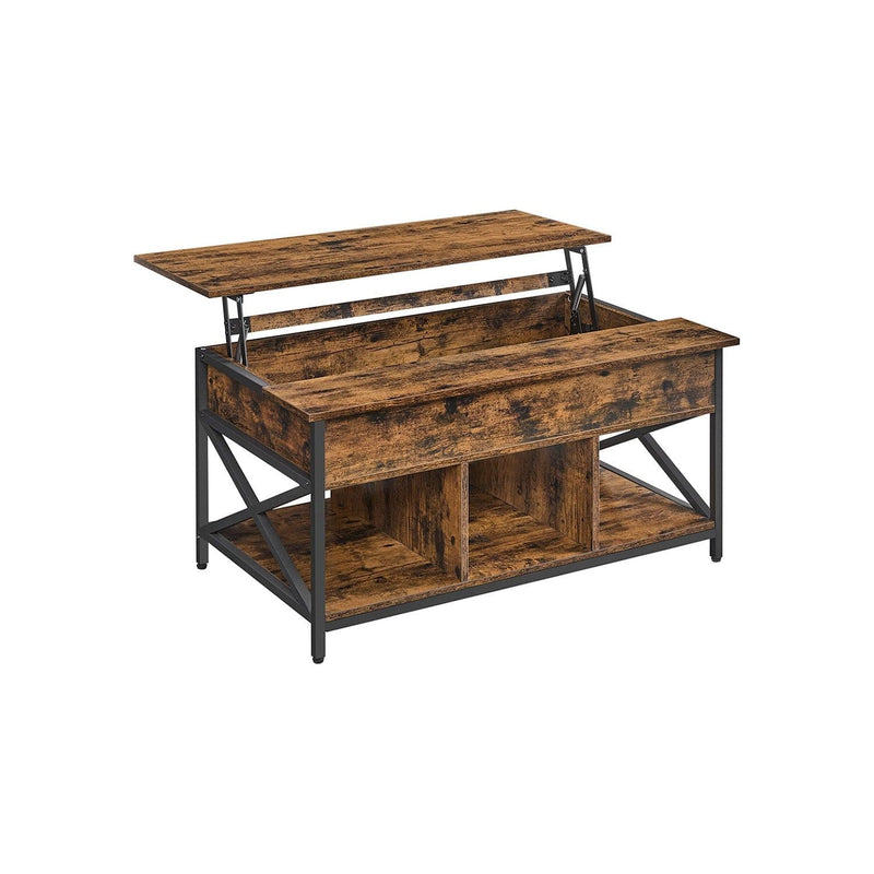 Vasagle Rustic Brown Coffee Table With Lift Top And Storage - Ideal for working from home or eating meals