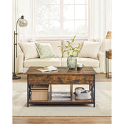 Vasagle Rustic Brown Coffee Table With Lift Top And Storage - Ideal for working from home or eating meals