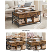 Vasagle Rustic Brown Coffee Table With Lift Top And Storage - Ideal for working from home or eating meals