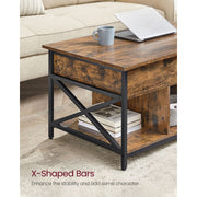Vasagle Rustic Brown Coffee Table With Lift Top And Storage - Ideal for working from home or eating meals