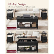Vasagle Coffee Table With Lift Top And Storage Grey Black