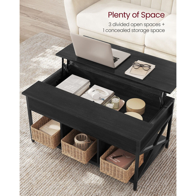 Vasagle Coffee Table With Lift Top And Storage Grey Black