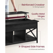 Vasagle Coffee Table With Lift Top And Storage Grey Black