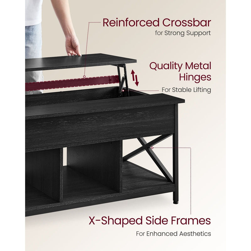 Vasagle Coffee Table With Lift Top And Storage Grey Black