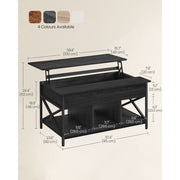 Vasagle Coffee Table With Lift Top And Storage Grey Black