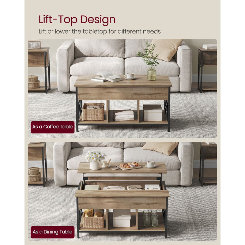 Vasagle Coffee Table With Lift Top And Storage Brown Black