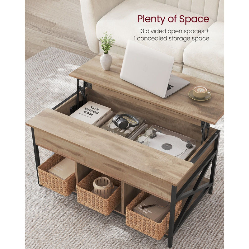Vasagle Coffee Table With Lift Top And Storage Brown Black