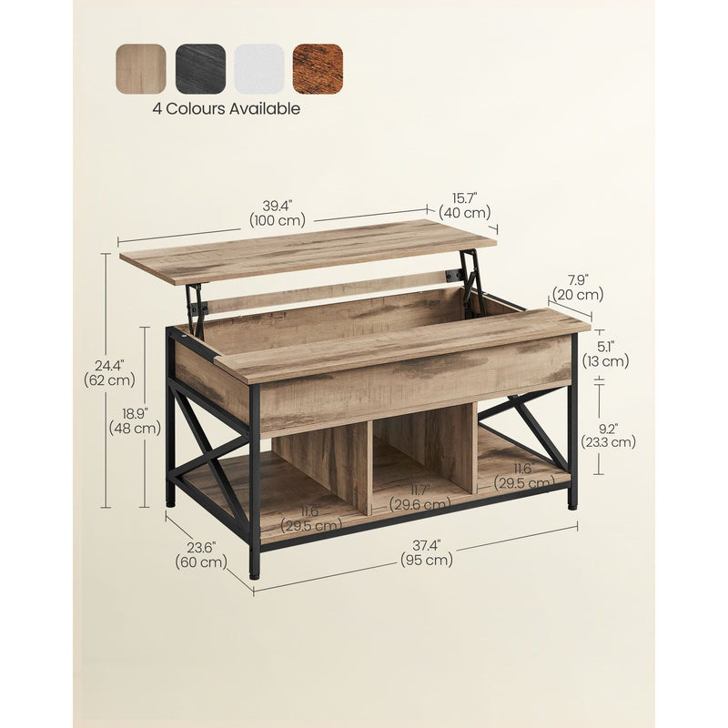 Vasagle Coffee Table With Lift Top And Storage Brown Black