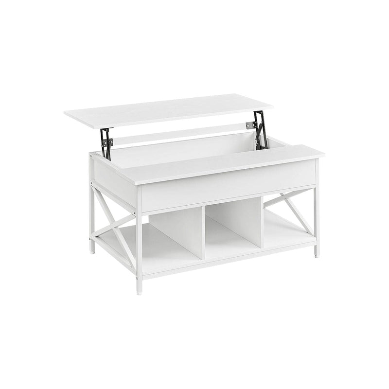 Vasagle White Coffee Table With Lift Top And Storage - Ideal For Working From Your Sofa or Eating Meals