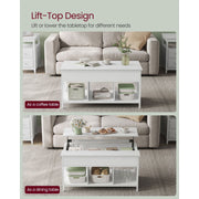Vasagle White Coffee Table With Lift Top And Storage - Ideal For Working From Your Sofa or Eating Meals