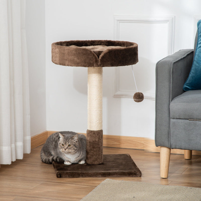 Small Cat Tree, Indoor, Sisal Scratching Post, Brown